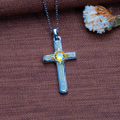 Dainty Jade Cross Necklace: Sterling Silver Sideways Jesus Charm with Birthstone