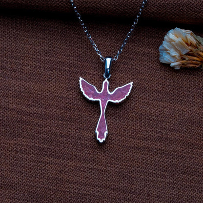Sunstone Jasper Dove Necklace, Sterling Silver (Holy Spirit Symbol Pendant)