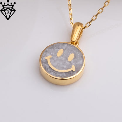 Moonstone Smiley Face Necklace: 14K Gold Plated Sterling Silver, Happy Jewelry Gift