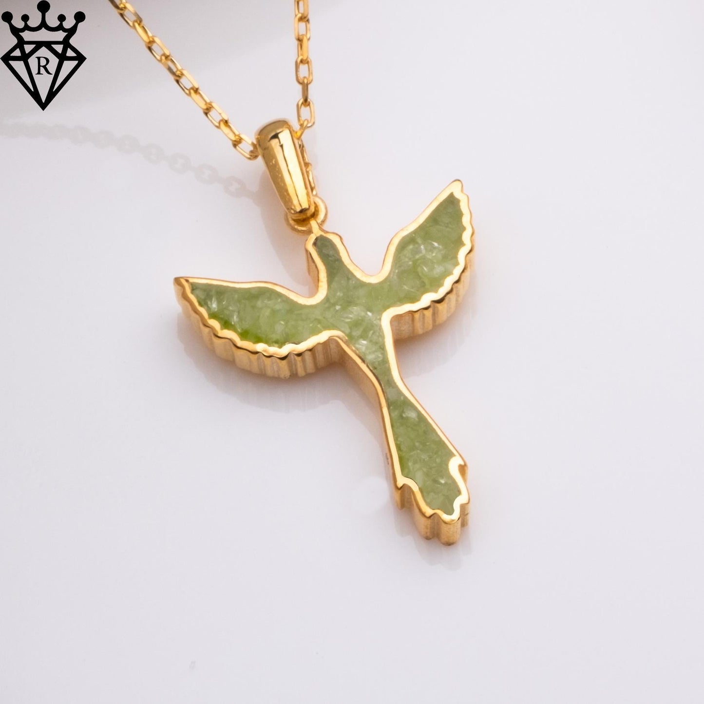 Peridot Phoenix Necklace: Handmade 925 Sterling Silver Mythical Pendant