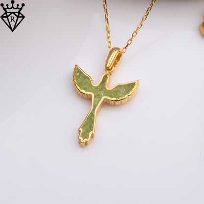 Peridot Phoenix Necklace: Handmade 925 Sterling Silver Mythical Pendant