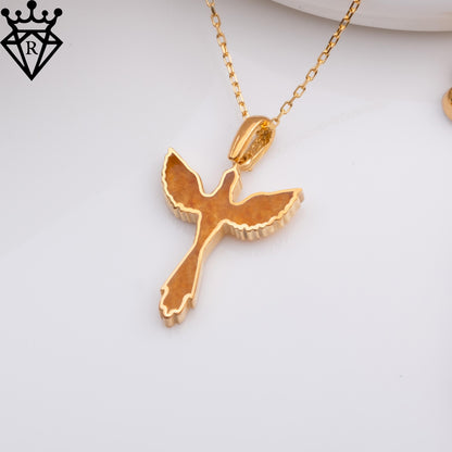 Amber Phoenix Necklace: 14K Gold & Sterling Silver Rebirth Pendant