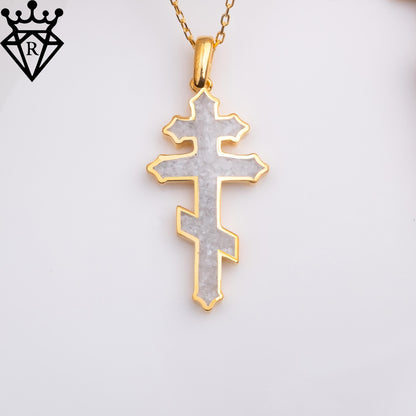 Rainbow Moonstone Cross Necklace: Sterling Silver Pendant, Handmade Jewelry