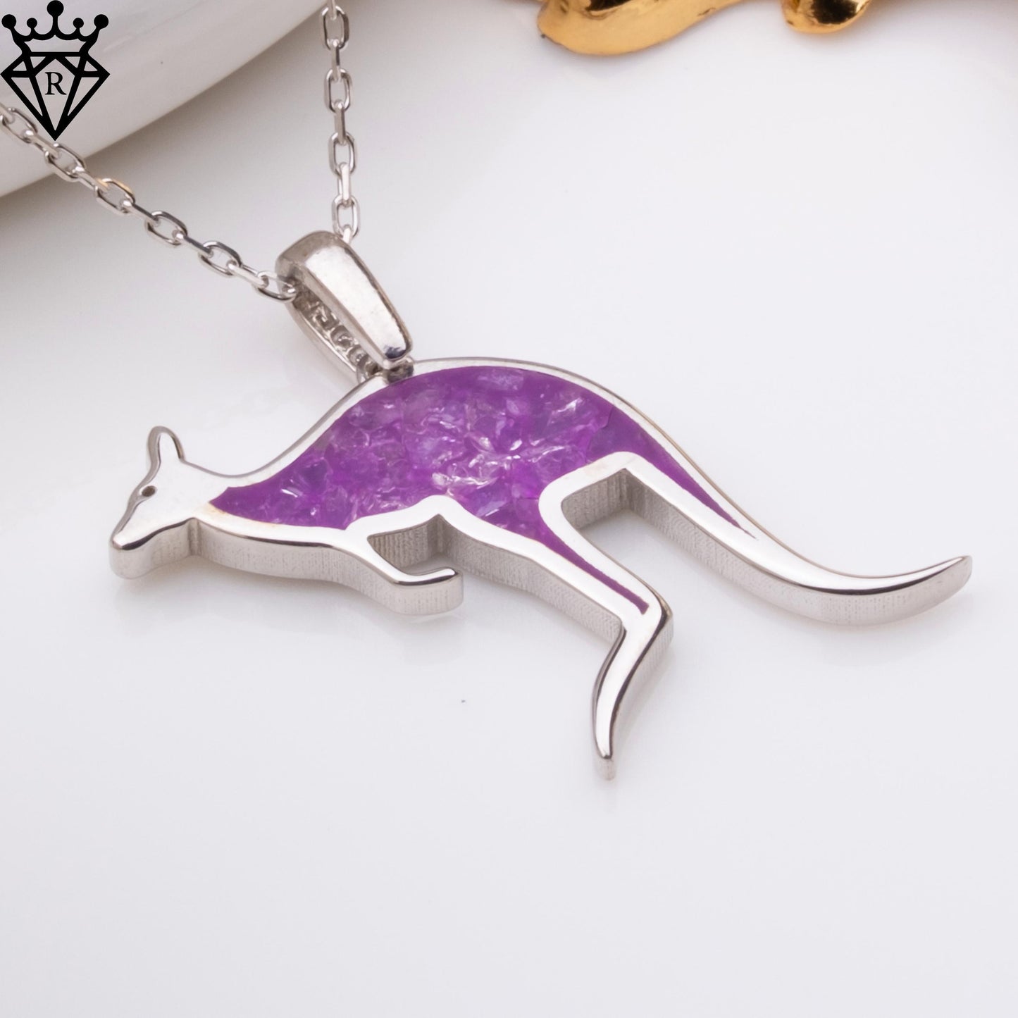 Amethyst Kangaroo Necklace: Sterling Silver Gemstone Pendant, Handmade Jewelry