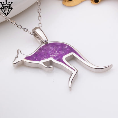 Amethyst Kangaroo Necklace: Sterling Silver Gemstone Pendant, Handmade Jewelry