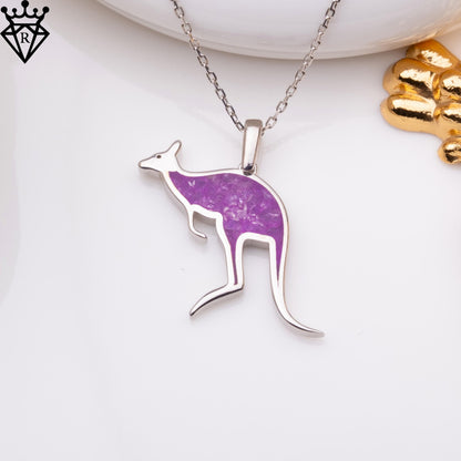 Amethyst Kangaroo Necklace: Sterling Silver Gemstone Pendant, Handmade Jewelry