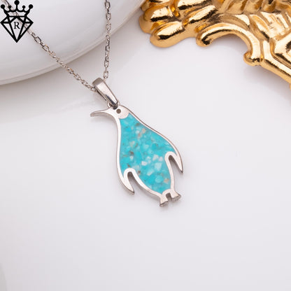 Turquoise Penguin Necklace: Sterling Silver Birthstone Pendant