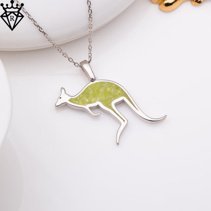 Peridot Kangaroo Necklace: Sterling Silver Gold-Plated Animal Pendant