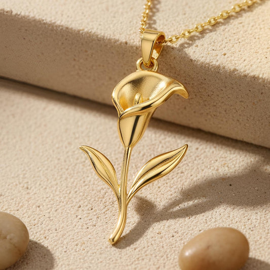 Handmade Calla Lily Pendant Necklace | 925 Sterling Silver Jewelry | Botanical Bloom Design | Gift of Purity and Elegance
