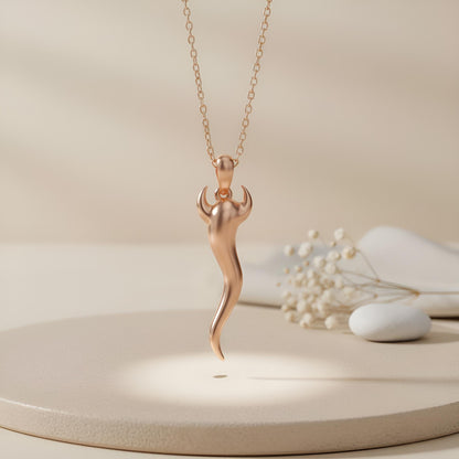 Horn Necklace | 14K Gold Plated 925 Sterling Silver Handmade | Talisman Protection Jewelry | Lucky Gift for Her