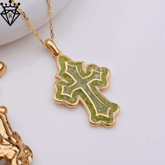 Vintage Peridot Cross Necklace: Sterling Silver Crucifix Pendant