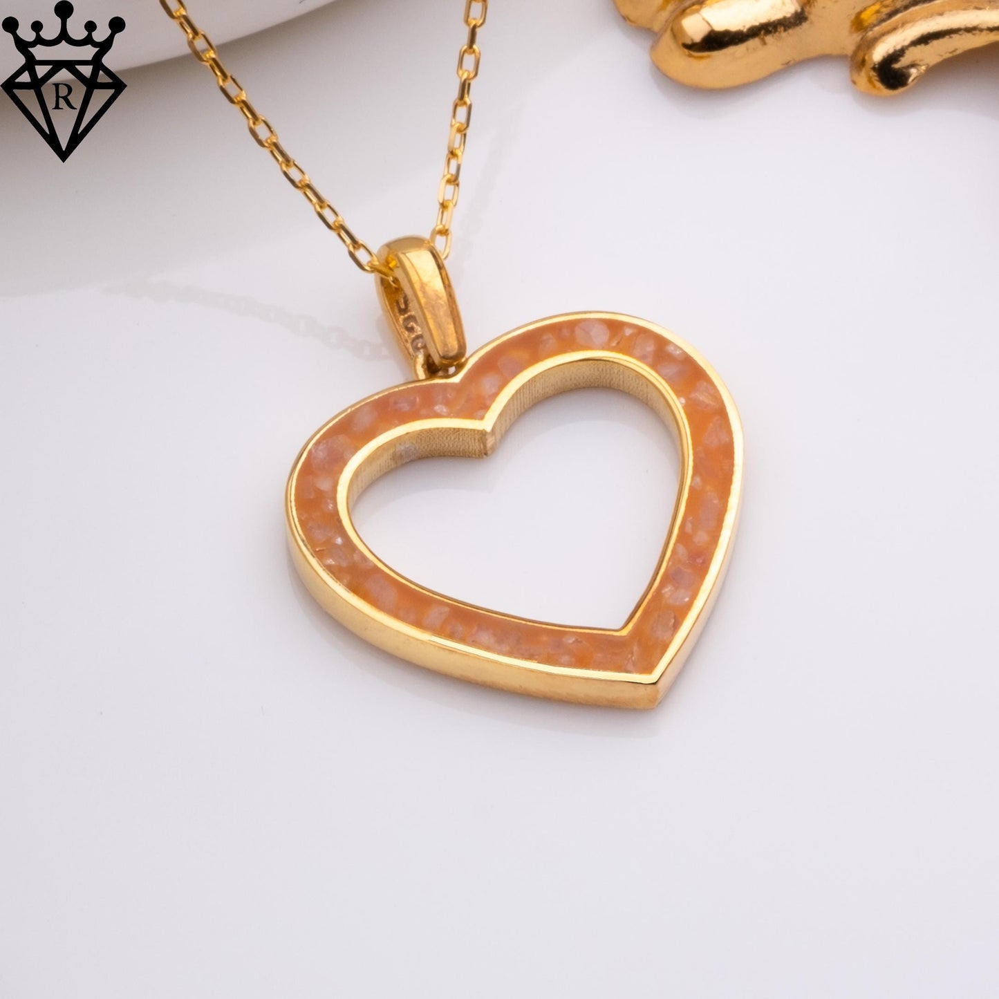 Amber Heart Necklace: 14K Gold Plated Sterling Silver Pendant