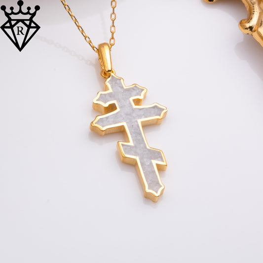 Rainbow Moonstone Cross Necklace: Sterling Silver Pendant, Handmade Jewelry