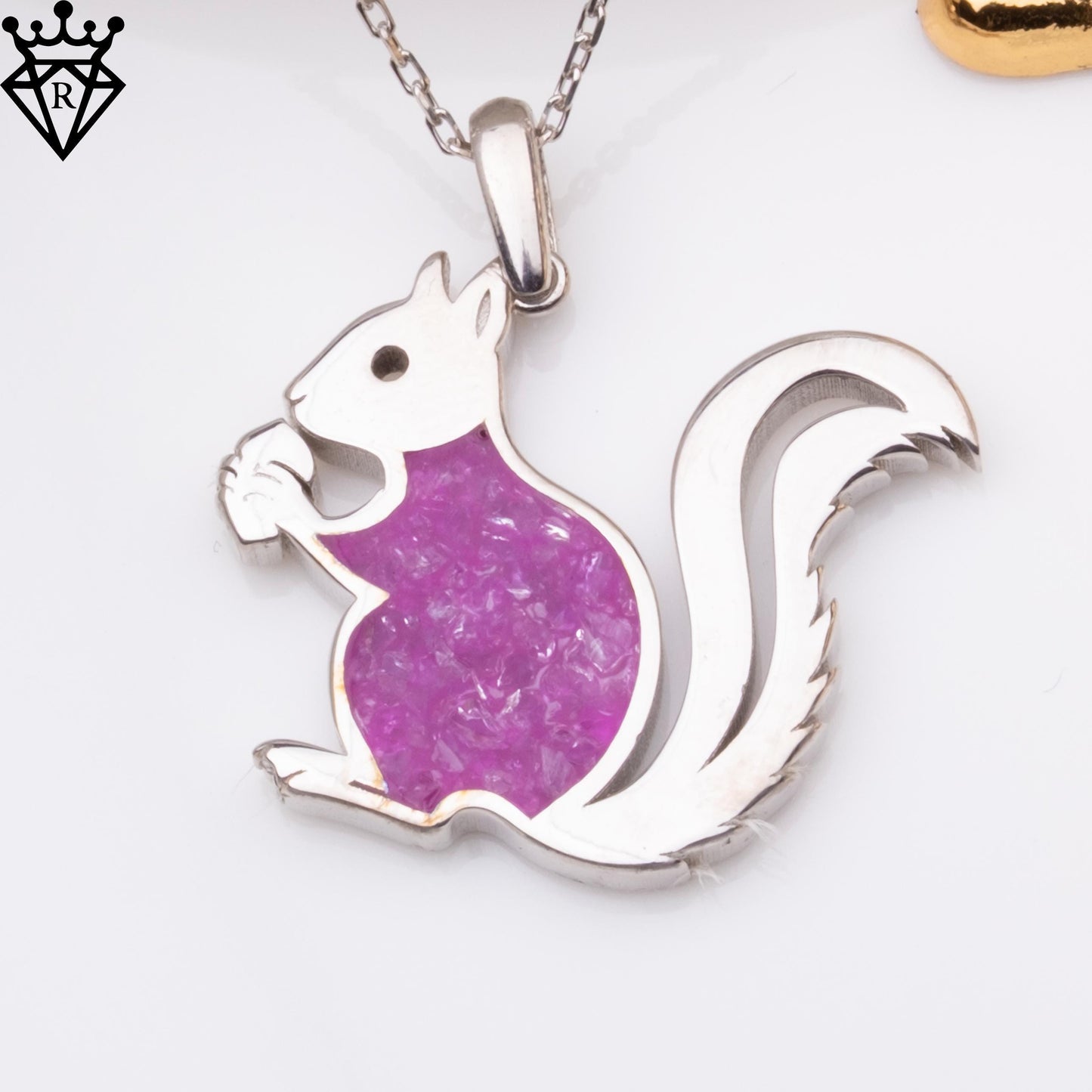 Sterling Silver Amethyst Squirrel Necklace: Handmade Gemstone Pendant