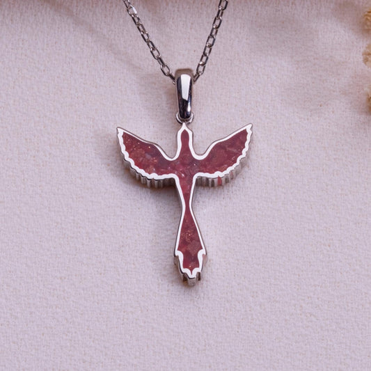 Sunstone Jasper Dove Necklace, Sterling Silver (Holy Spirit Symbol Pendant)