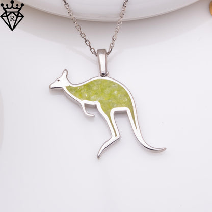 Peridot Kangaroo Necklace: Sterling Silver Gold-Plated Animal Pendant