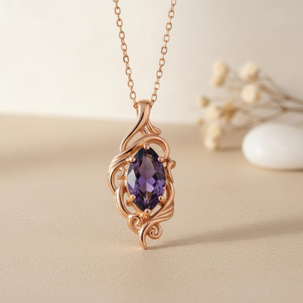 Elven Sapphire Necklace | 14K Gold Plated Silver Jewelry | Blue Gem Fantasy Design | Royal Gift for Her