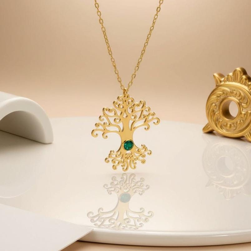 Tree of Life Birthstone Necklace | 925 Sterling Silver for Mothers | Celtic Family Tree Symbol | Meaningful Family Gift