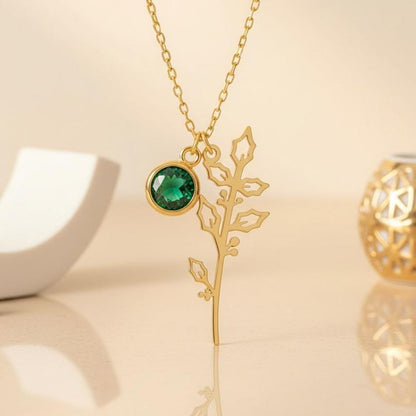 December Birth Flower Necklace | 925 Sterling Silver Women | Botanical Birthstone Style | December Birthday Gift