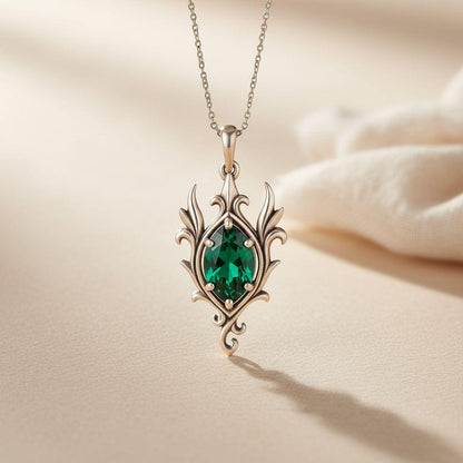 Elf Birthstone Necklace | 925 Sterling Silver for Women | Fantasy Elven Marquise Design | Personalized Birthday Gift