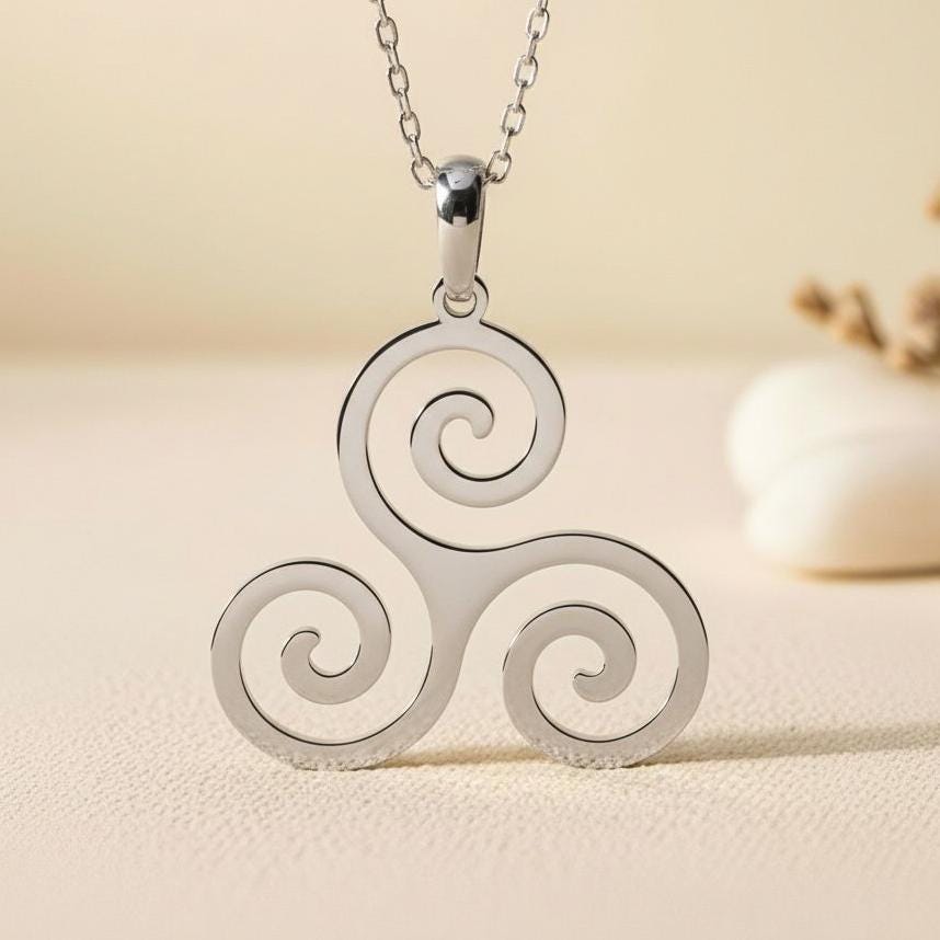 Triskelion Necklace | 925 Sterling Silver Jewelry | Celtic Pagan Symbol | Spiritual Balance Gift