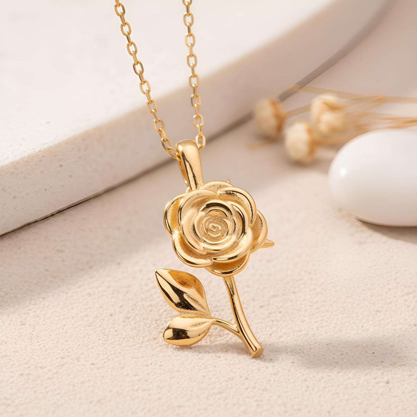 Rose Birth Flower Necklace | 925 Sterling Silver Jewelry for Women | Botanical Floral Symbol | Romantic June Birthday Gift