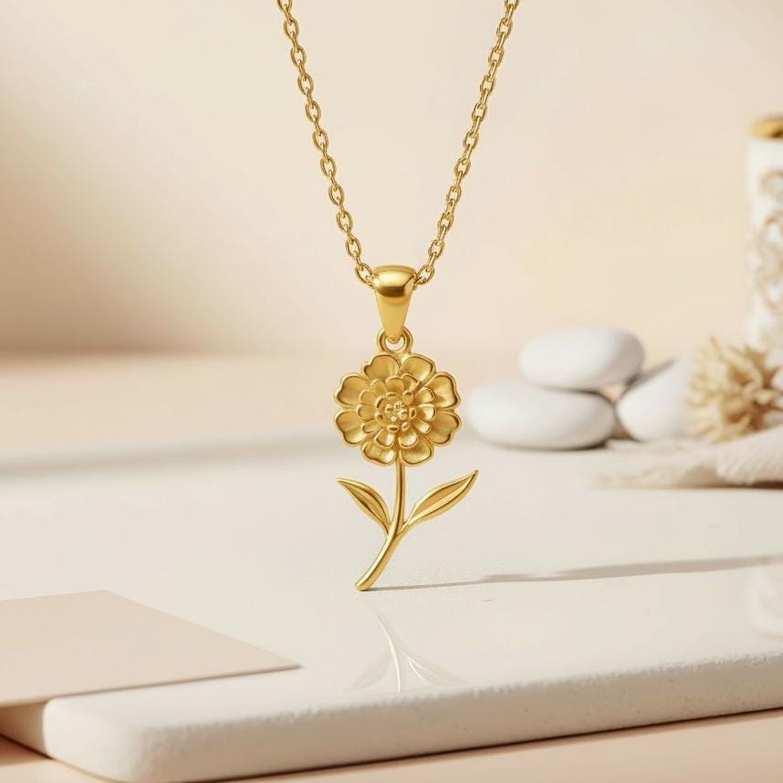 Lantana Flower Necklace | 925 Sterling Silver for Her | Botanical Floral Style | Birthday and Friendship Gift