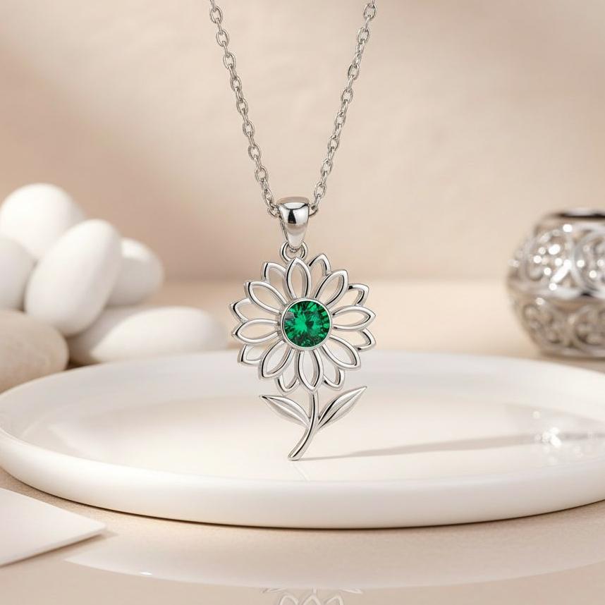 Handmade Chrysanthemum Flower Necklace | 925 Sterling Silver Jewelry | November Birth Flower Pendant | Mother and Birthday Gift