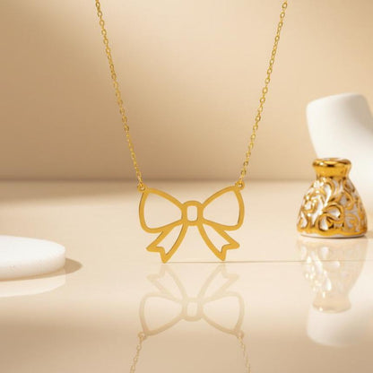 Bow Pendant Necklace | 925 Sterling Silver Women | Vintage Minimal Style | Elegant Gift for Her