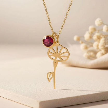 September Birth Flower Necklace | 925 Sterling Silver for Her | Morning Glory Floral Design | September Birthday Gift