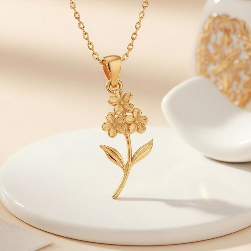 Heather Flower Pendant Necklace | 925 Sterling Silver | Botanical Floral Jewelry | September Birth Flower Gift