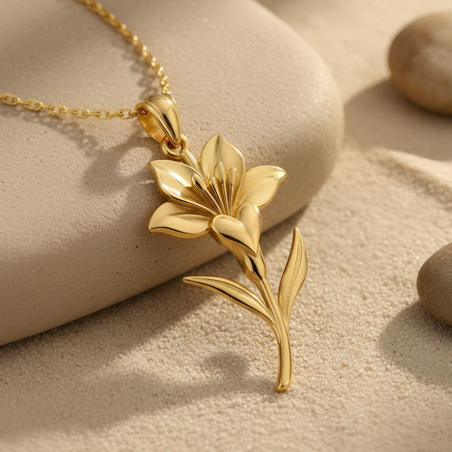 Saffron Flower Pendant Necklace | 925 Sterling Silver | Botanical Floral Jewelry | Joy and Wisdom Gift