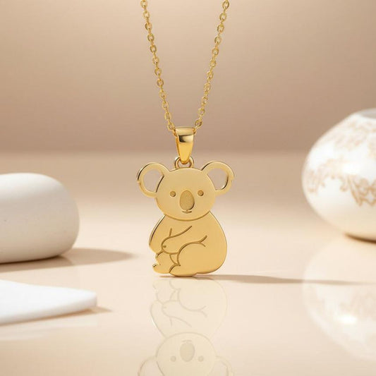 Front view of Koala Necklace | 925 Sterling Silver | Minimalist Animal Design | Meaningful Nature Gift in 925 sterling silver