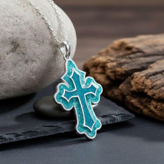Aventurine Cross Necklace | 925 Sterling Silver | Spiritual Faith Symbol | Meaningful Christian Gift
