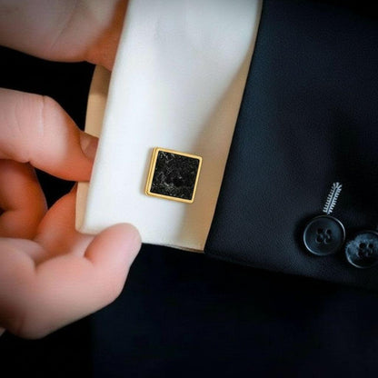 Black Onyx Cufflinks | 925 Sterling Silver Men | Minimal Luxury Formal Style | Meaningful Gift for Him