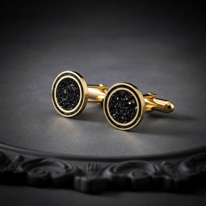 Black Onyx Cufflinks | 925 Sterling Silver Mens Jewelry | Minimalist Vintage Style | Groom Wedding Gift