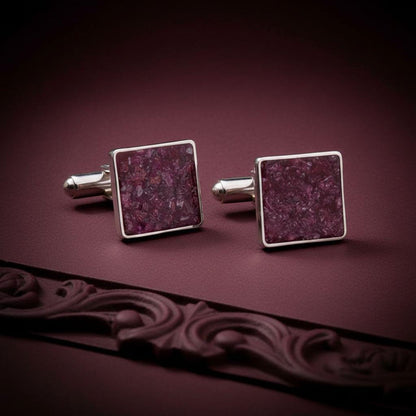 Personalized Garnet Cufflinks | 925 Sterling Silver Mens Jewelry | Luxury Gothic Minimalist Style | Anniversary and Groom Gift
