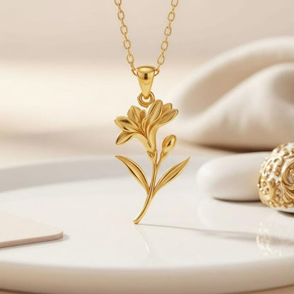 Handmade Freesia Flower Pendant Necklace | 925 Sterling Silver for Women | Botanical Floral Jewelry | Meaningful February Birth Flower Gift