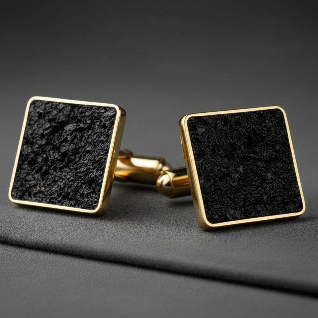 Black Onyx Cufflinks | 925 Sterling Silver Men | Minimal Luxury Formal Style | Meaningful Gift for Him
