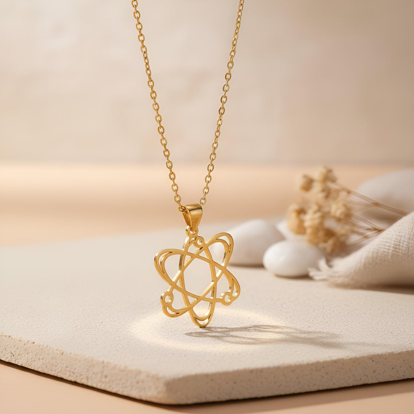 Atom Necklace | 925 Sterling Silver | Minimalist Science Symbol | Meaningful Gift for Thinkers