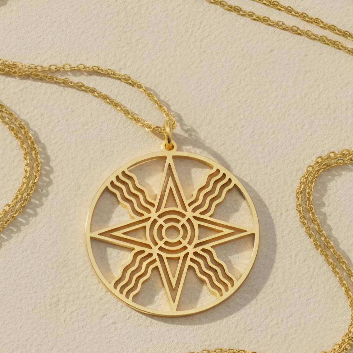 Sumerian Sun Pendant | Sterling Silver Necklace | Ancient Solar Symbol | Meaningful Spiritual Gift