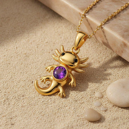 Axolotl Necklace | 925 Sterling Silver | Whimsical Animal Jewelry | Mother Daughter Gift