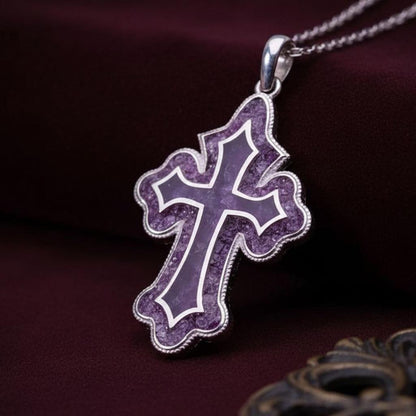 Amethyst Cross Pendant Necklace | 925 Sterling Silver | Spiritual Christian Gemstone Design | Meaningful Faith Gift