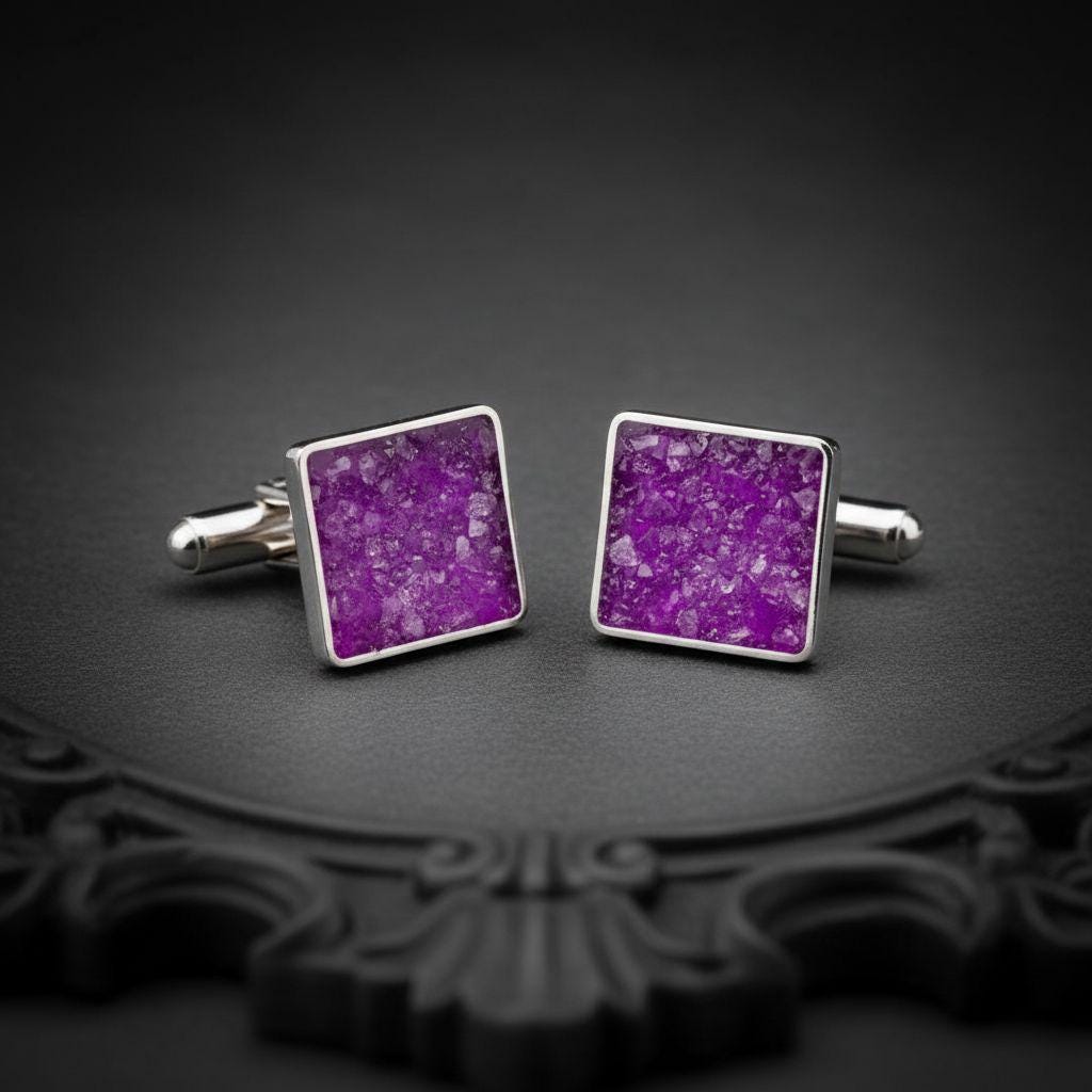 Amethyst Cufflinks | 925 Sterling Silver Mens Jewelry | Birthstone Luxury Style | Personalized Wedding and Gift Accessory