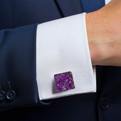 Amethyst Cufflinks | 925 Sterling Silver Mens Jewelry | Birthstone Luxury Style | Personalized Wedding and Gift Accessory