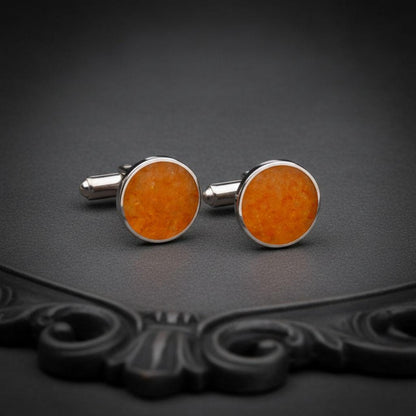 Amber Stone Cufflinks | 925 Sterling Silver for Men | Classic Minimalist Style | Elegant Gift for Him