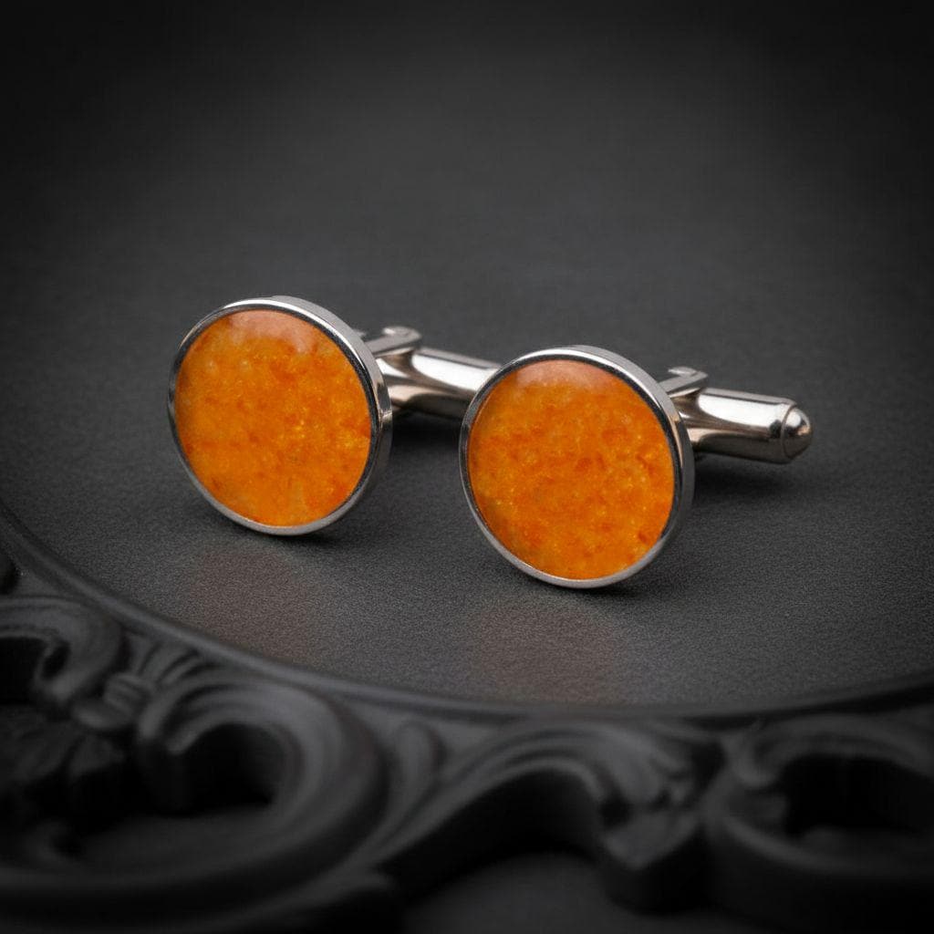 Amber Stone Cufflinks | 925 Sterling Silver for Men | Classic Minimalist Style | Elegant Gift for Him