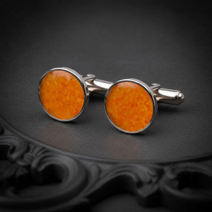 Amber Stone Cufflinks | 925 Sterling Silver for Men | Classic Minimalist Style | Elegant Gift for Him