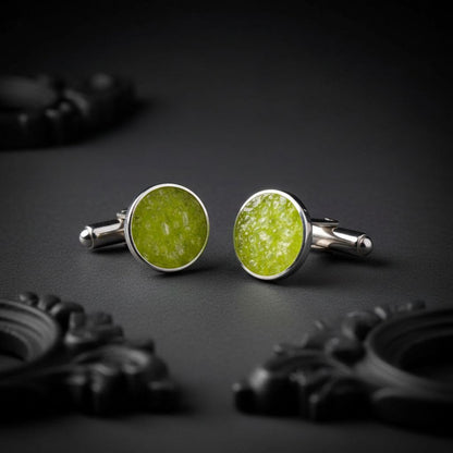 Handmade Peridot Cufflinks | 925 Sterling Silver for Men | Minimalist Nature Inspired | Meaningful Gift for Him