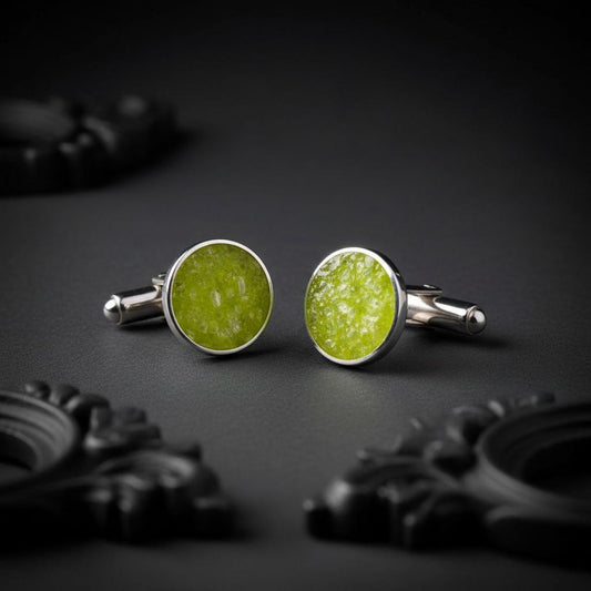 Handmade Peridot Cufflinks | 925 Sterling Silver for Men | Minimalist Nature Inspired | Meaningful Gift for Him